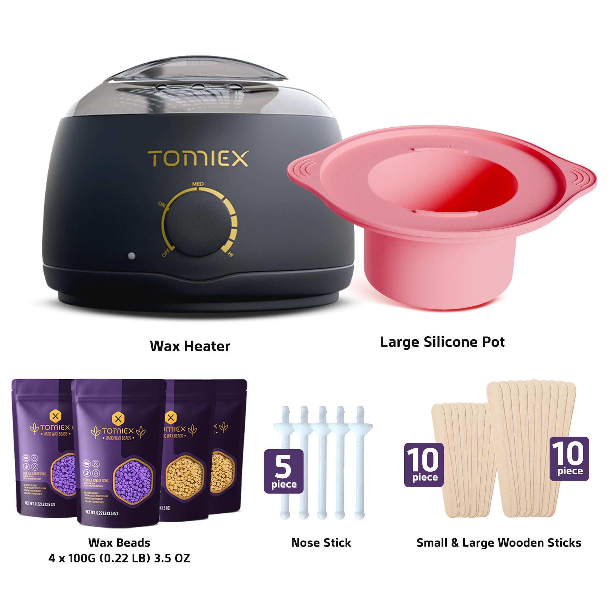 Waxing Kit for Hair Removal – Hard Wax Beads for Brazilian, Full Body, Face, Eyebrows, and Bikini Waxing – Ideal for Women, Men