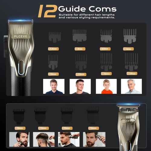 piceve Hair Clipper for Men, Professional Electric Hair Cutting & Trimmers Set with 7500RPM Powerful Motor & LCD Display, Mens Cordless Hair Grooming Kit Barbers Haircut, Gift for Birthday Christmas