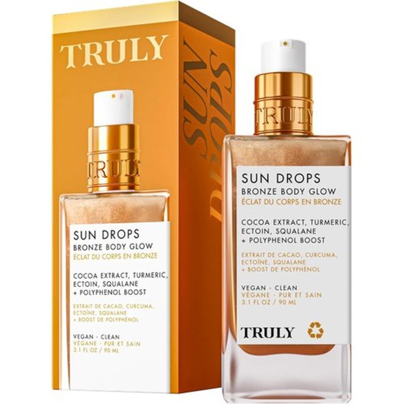Truly Sun Drops | Bronze Body Glow Oil - Hydrating Shimmer with Turmeric & Cocoa Extract for Radiant Skin