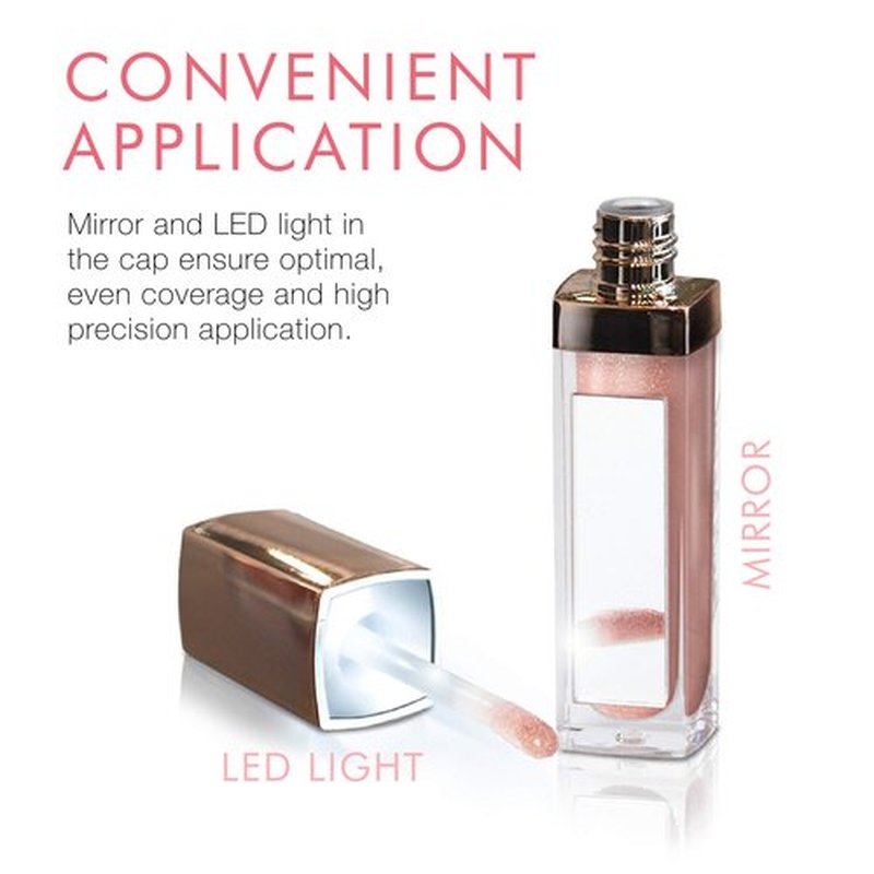 Beauty For Real Lip Gloss + Shine, Starlust - Champagne Pink Metallic - Non-Sticky Plumping & Hydrating Gloss - Light & Mirror In Cap - Contains Marine Collagen - 0.15 fl oz