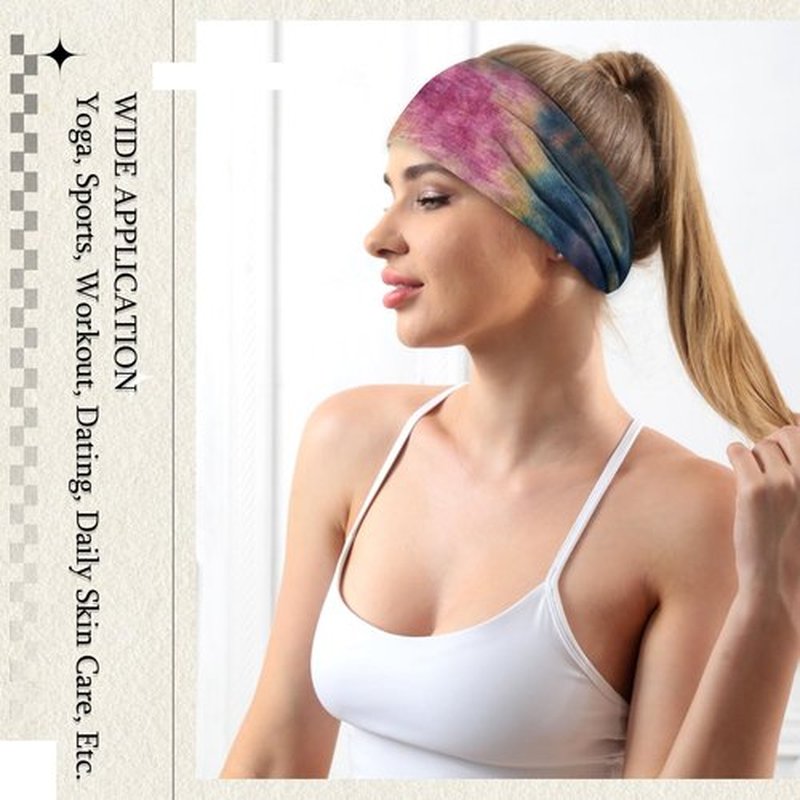 SAWINDA 6 Pack Boho Headbands for Women Tie Dye Short Head Bands for Women's Hair Elastic Twist Knotted Head Wraps Soft Fabric Head Bands Yoga Running Workout Bandanas Headbands Accessories