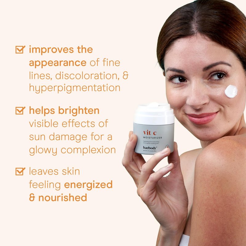 Baebody Vitamin C Face Moisturizer - Brightening & Hydrating Cream with Jojoba Oil | Anti-Aging (1.7 fl oz)