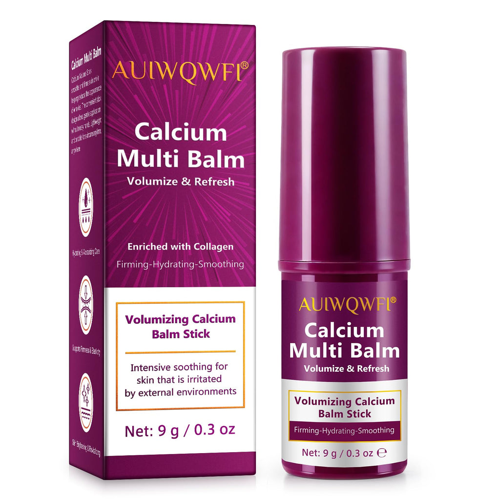 AUIWQWFI Calcium Multi Balm Stick - Korean Collagen Moisturizing Cream, Visibly Reduces Wrinkles & Firms Skin, All-in-One Face, Eye & Neck Care for Women & Men, 9g