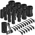WILLBOND 65 Pieces Magnetic Hair Rollers Set Plastic Rollers Curlers with Clips 4 Sizes for Long Medium Short Hair, Duck Clips Hairnet Hairdressing Styling Tool(Black)