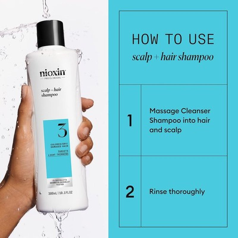Nioxin System 3 Scalp & Hair Thickening Shampoo - Nourish Colored, Dry, & Damaged Hair | Strengthen with Niacinamide & Biotin