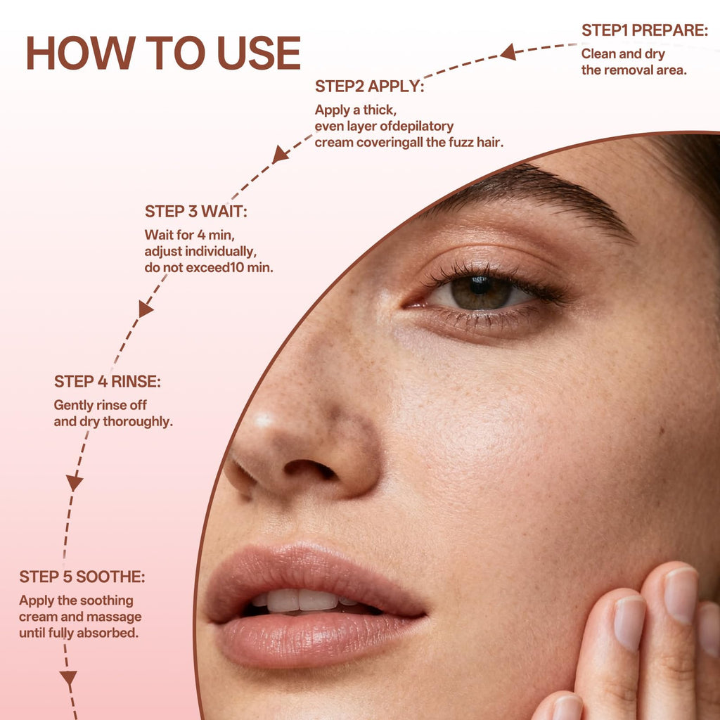 Women Facial Hair Removal Cream for Face Sensitive Skin, Painless Facial Depilatory Cream for Face, Flawless Unwanted Chin Upper Lip Hair Remover, At Home Pubic Hair Removal
