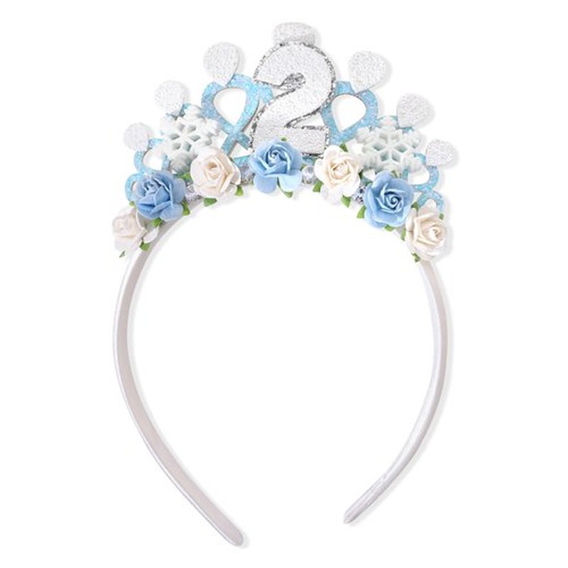 Jissoo Snowflake Ice Queen Crown - 2nd Birthday Tiara, Snow Queen Tiara Alice Band Headband, Party Props, Girl Gifts (Frozen-2), Small