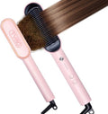 TYMO Ring Hair Straightener Brush - Fast Heating Hair Straightening Iron with Comb, 5 Temp Settings, Sakura Pink