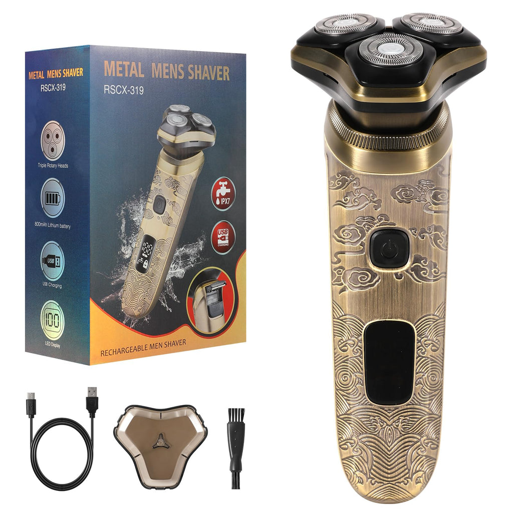 YHC Electric Razor for Men – Wet & Dry Rotary Shaver with Magnetic Head for Beard & Face, Rechargeable Cordless Shaver with Pop-Up Trimmer & Travel Lock