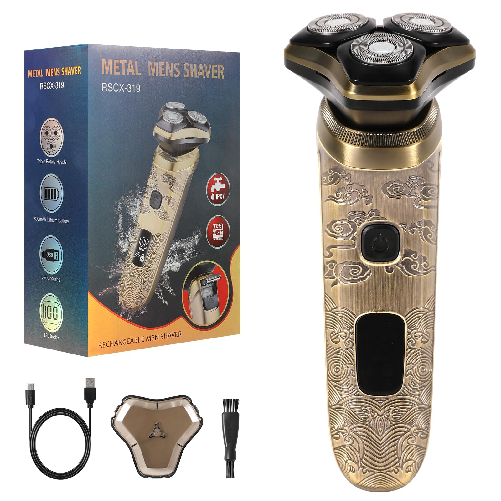 YHC Electric Razor for Men – Wet & Dry Rotary Shaver with Magnetic Head for Beard & Face, Rechargeable Cordless Shaver with Pop-Up Trimmer & Travel Lock