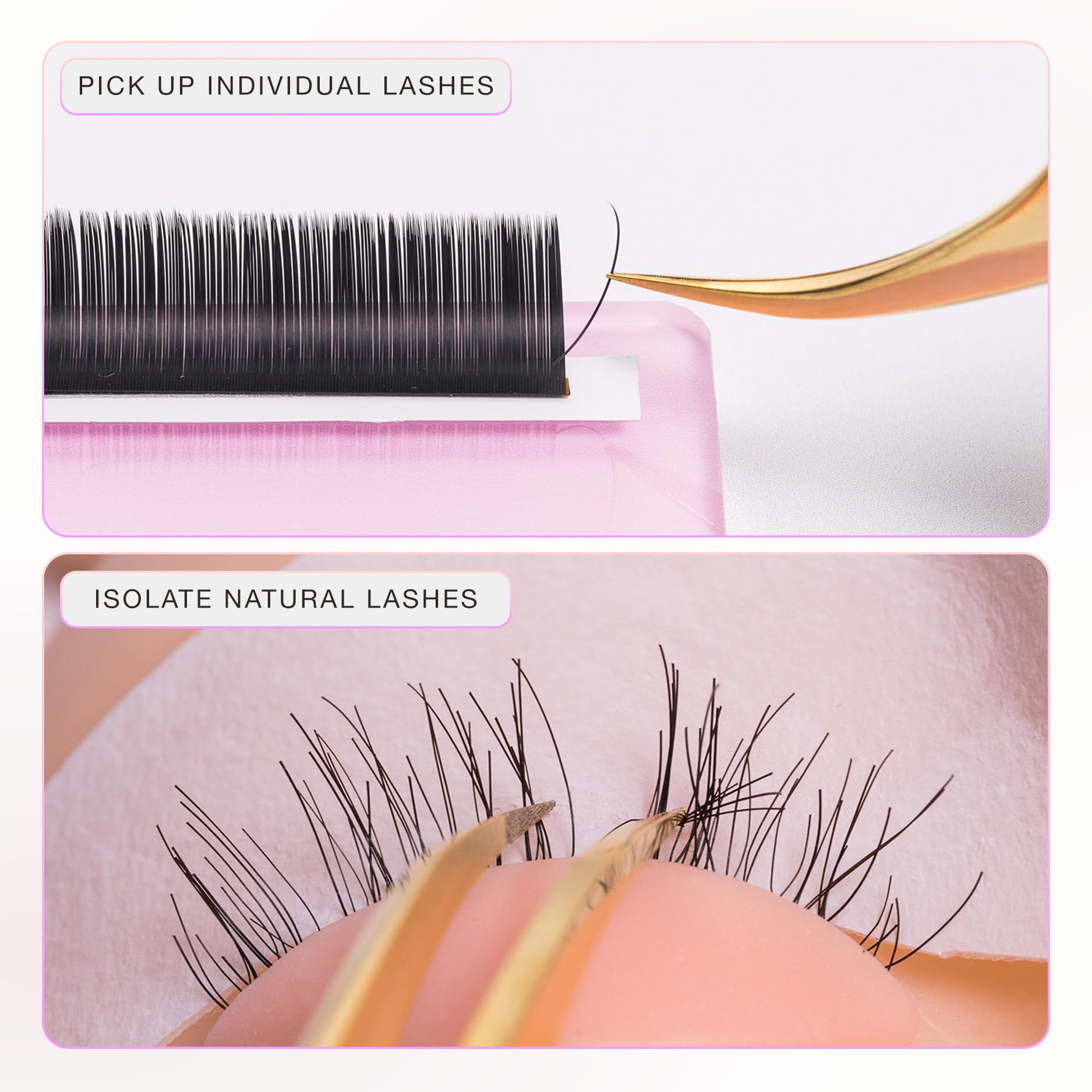 Curacoro Lash Tweezers, Fiber Tip Grip (Gold, Girl Boss)