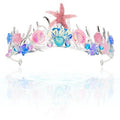 Mermaid Tiara for Women Pearl Mermaid Crown Adult Mermaid Headband Hair Accessories Costume women Mermaid Purple Blue Pink Tiaras Seashell Starfish Fish Tail