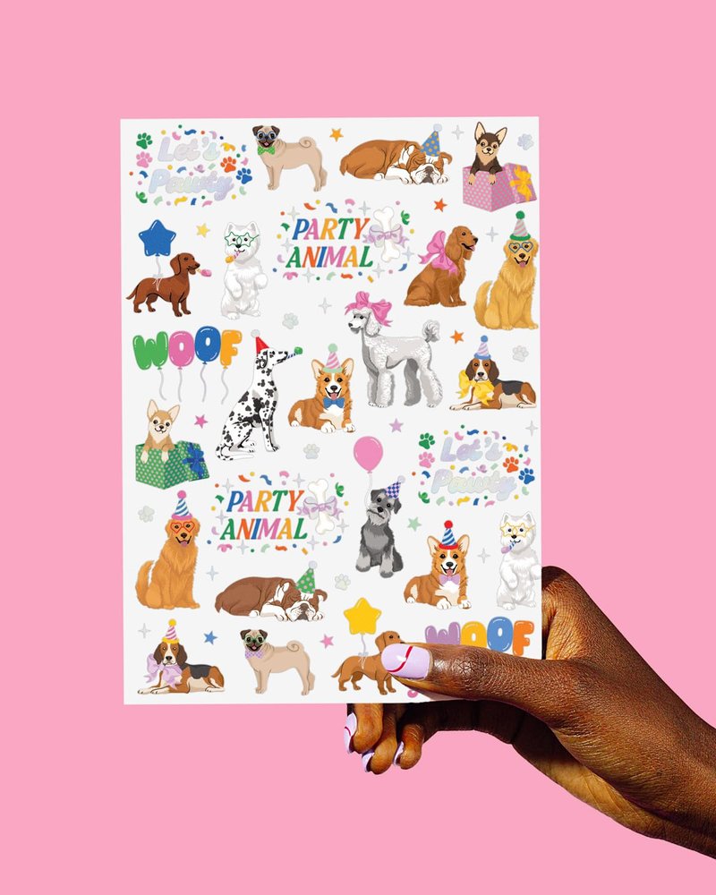 xo, Fetti Dog Temporary Tattoos - 44 Glitter Styles | Animal Birthday Supplies, Pet Lover Party Favors, Woof Arts and Crafts
