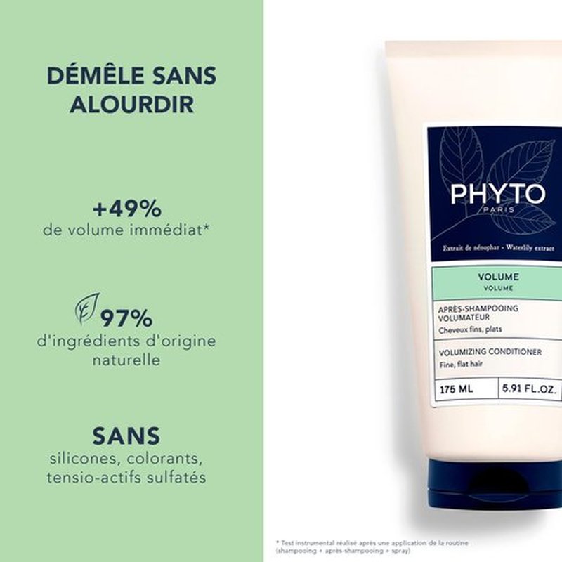 PHYTO VOLUME Volumizing Conditioner, For Fine Hair, Thin Hair, Silicone Free, 5.91 fl. oz.