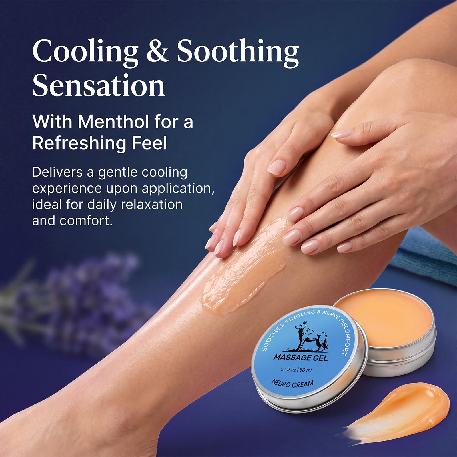 Pwkvsn Nerve Relief Balm for Neuropathy – Neuro Magnesium Cream with Menthol & MSM, Cooling Soothing Massage Cream for Muscle & Joint Comfort, Lavender Scent (1.7 Fl Oz (Pack of 1))
