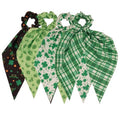 4-Piece St. Patrick's Day Hair Scrunchies Set, Shamrock Clover Bow Scrunchies with Long Tail, Chiffon and Silk Hair Accessories Hair Ties for Irish Theme Celebrations