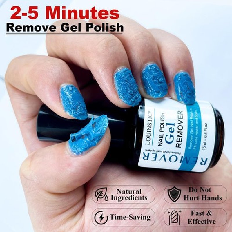LOUINSTIC Gel Nail Remover & Cuticle Oil Kit – 30 ml Remover & Nourishing Oil, Gently Removes Gel Polish in 2–5 Minutes, Low Odor, No Soak or Foil Needed, Nourishes Natural Nails for At-Home DIY Care