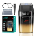 VGR 308 Electric Shavers for Men, Professional Double Foil Shaver 9000RPM Cordless Head Shaver with Titanium Foils, LED Display, USB Rechargeable Men's Electric Razor for Face & Beard, Gold