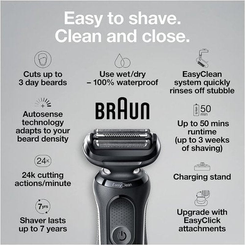 Braun Electric Razor - Waterproof Foil Shaver Series 5 5050cs | Wet & Dry Shave with Beard Trimmer & Groomer, Blue