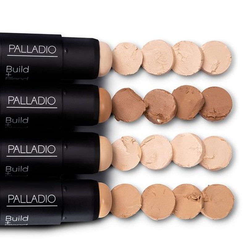 Palladio Build & Blend Foundation Stick - Medium Coverage Contour for Natural Shine-Free Finish | 0.25 Ounce (Almond)