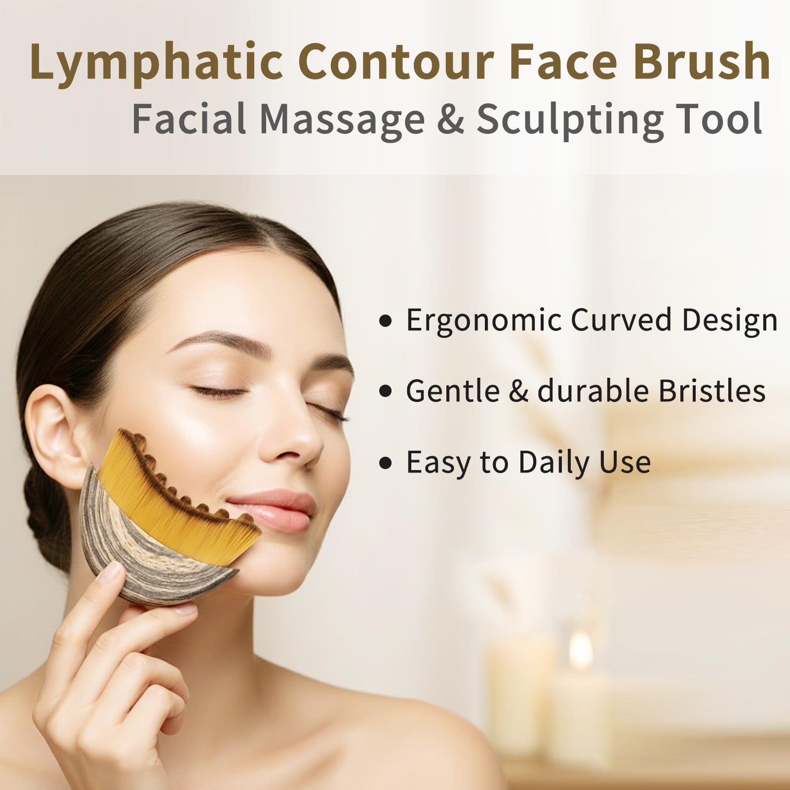 2PCS Lymphatic Contour Face Brush, Lymphatic Drainage Brush, Gentle Facial Sculpting for Jawline & Cheeks, Ergonomically Designed to Fit The Skin Precisely