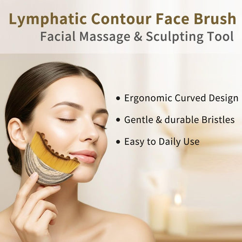 2PCS Lymphatic Contour Face Brush, Lymphatic Drainage Brush, Gentle Facial Sculpting for Jawline & Cheeks, Ergonomically Designed to Fit The Skin Precisely