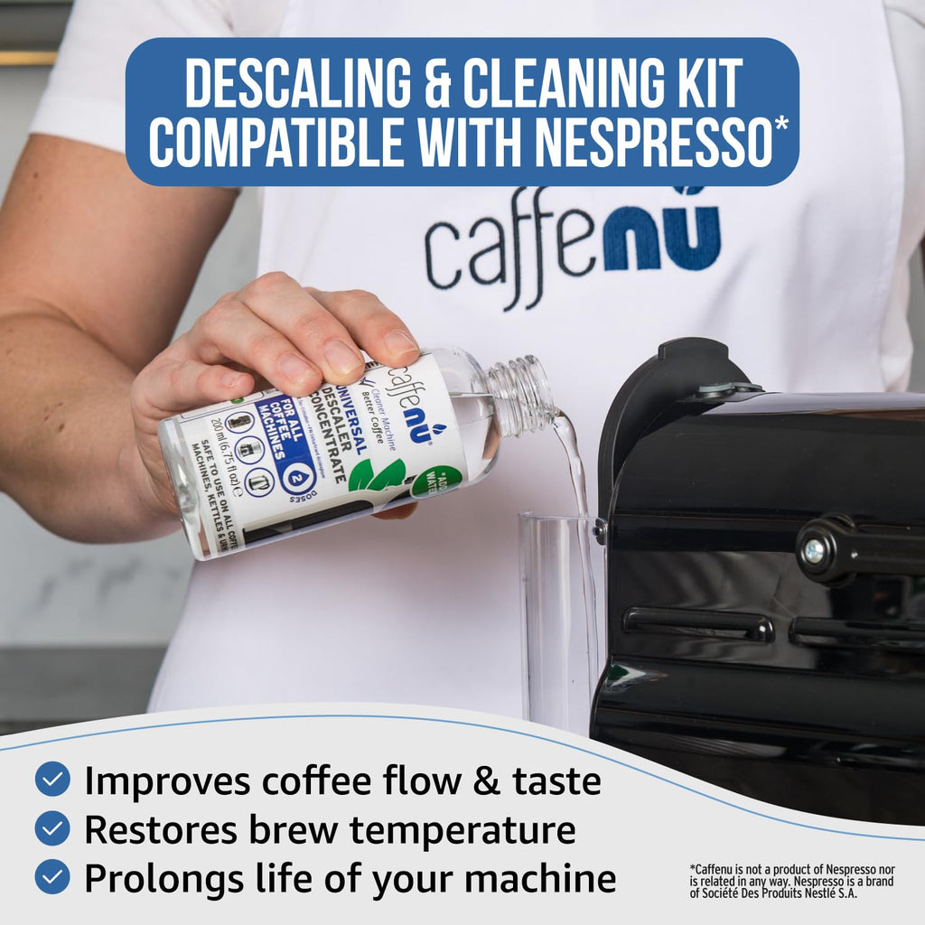 Caffenu Nespresso Original Compatible Descaler and 4-Use Cleaner Pod Kit