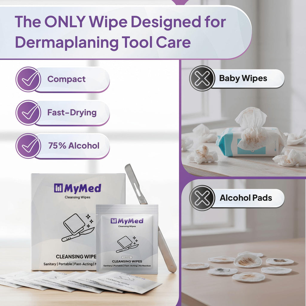 Cleansing Wipes for Women Individually Wrapped for Dermaplaning Blades, Facial Dermaplane Razors & Beauty Tools Derm Pads for Dermaplaning