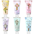 Heigble 6 Pcs Christian Gifts Bulk for Women Valentine's Day Cross Hand Cream Bulk Travel Size Easter Bible Verse Gifts Jesus Religious Scripture Faith Party Favors for Sunday Prayer Church Mothers