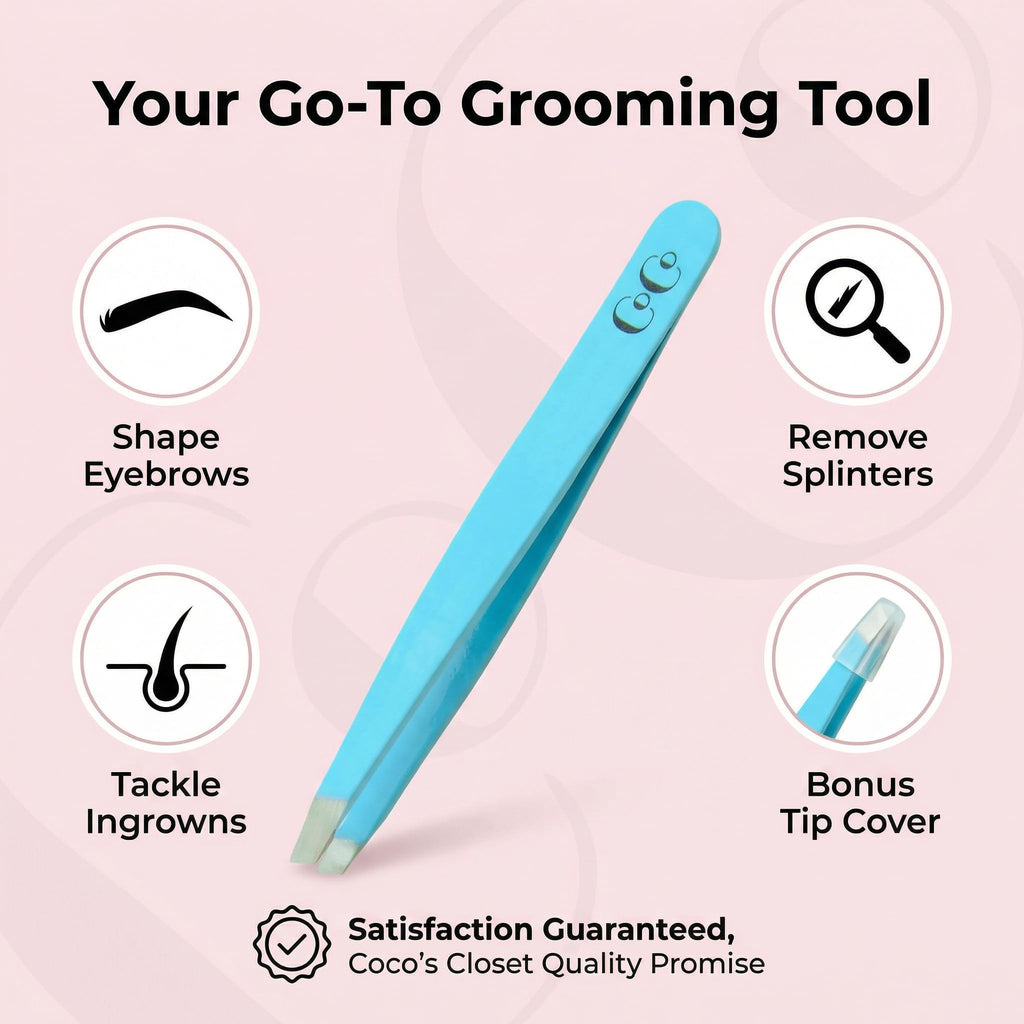 Professional Slant Tweezers – Precision Eyebrow Tweezers, Medical Grade Stainless Steel for Facial Hair, Ingrown Hair & Splinter Removal