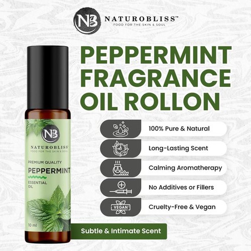 NaturoBliss Peppermint Essential Oil Roll-On - Refreshing Aroma for Relaxation | 10 ml
