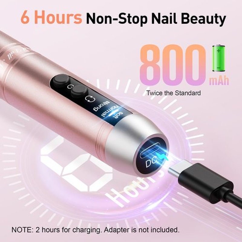Cordless Nail Drill, Portable Electric Nail File with 11 in 1 Nail Drill Bits for Acrylic Gel Dip Powder Nails, Rechargable Efile Nail Drill Machine Kit for Home Manicure Pedicure, Gold