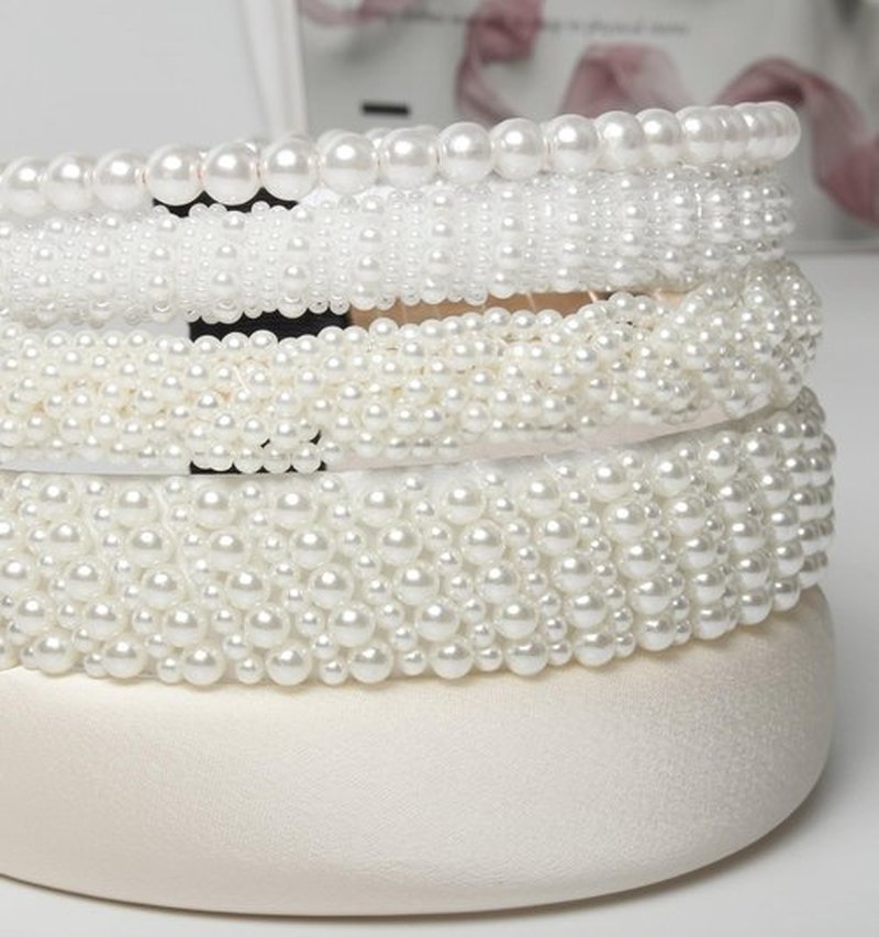 Cuizhiyu 5PK White Pearl Headbands for Women Girls Cute Pearl dainty Headbands Bling Faux Pearls Hairbands Wedding Hair Accessories hair hoop headband