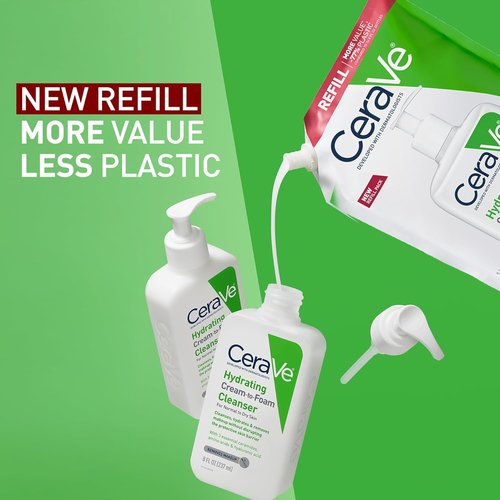 CeraVe Hydrating Foaming Cleanser - Makeup Remover for Dry Skin | Fragrance-Free, 16 oz Refill
