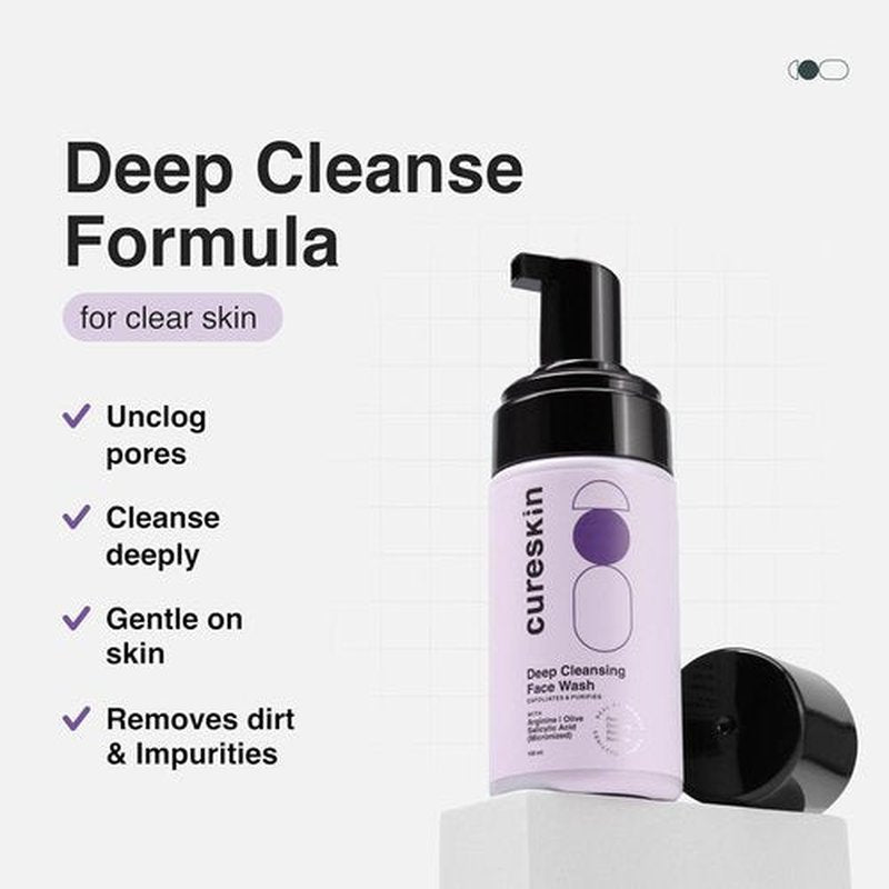 Cureskin Deep Cleanse Face Wash - Salicylic Acid Foaming Formula for Oily Skin | 3.38 fl oz
