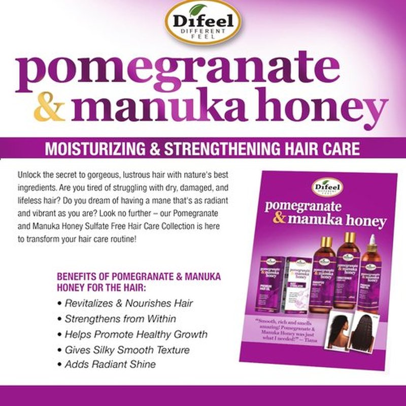 Difeel Pomegranate & Manuka Honey Leave-in Conditioning Spray 8 oz. - Leave in Conditioner for Dry, Damaged Hair, Strengthens, Adds Moisture and Stimulates Growth