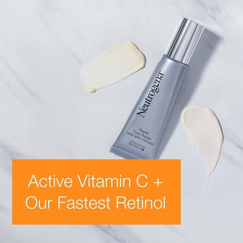 Neutrogena Rapid Tone Repair Serum - Retinol & Vitamin C Dark Spot Corrector | Brightens & Evens Skin Tone, 1 oz