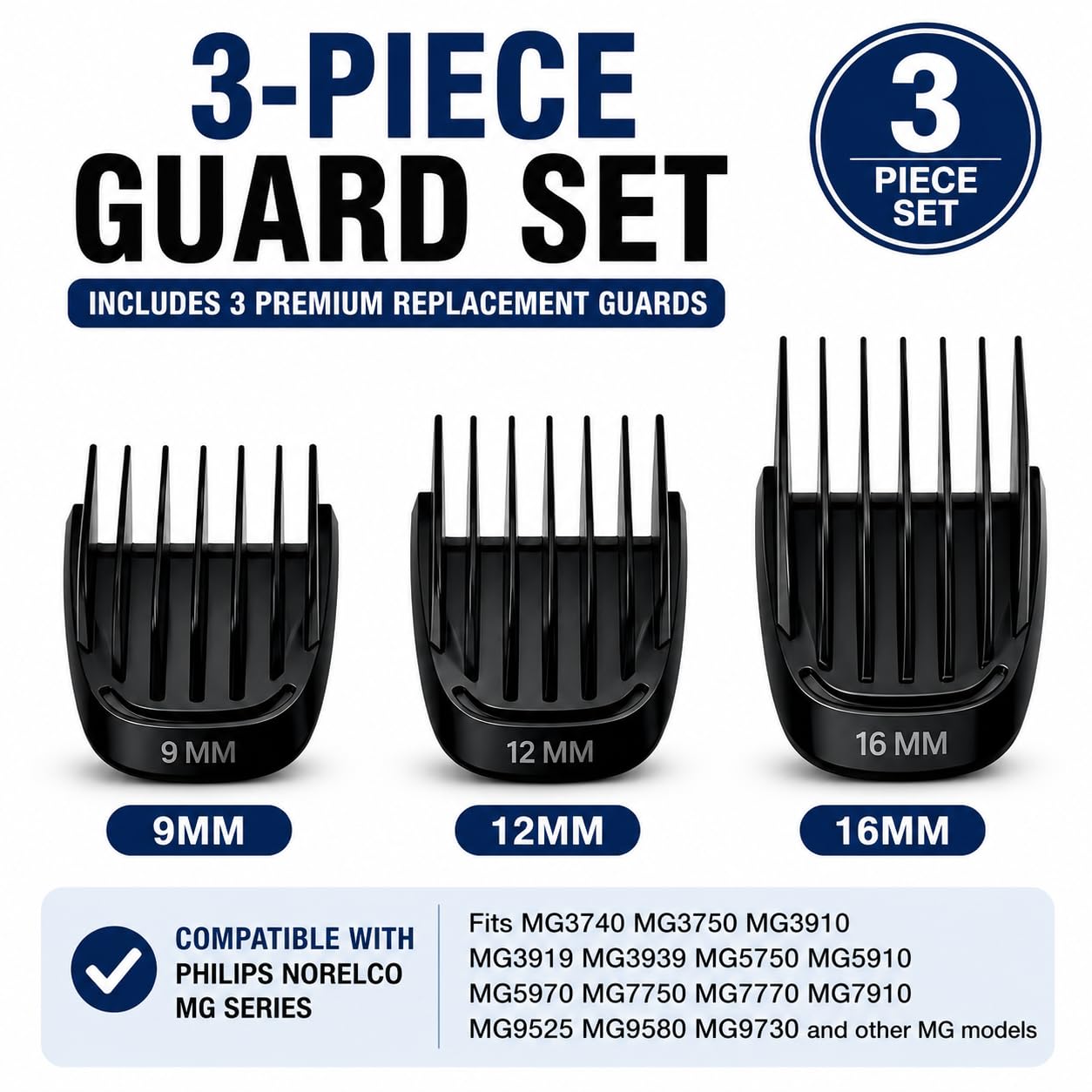 Trimmer 9mm 12mm 16mm Replacement Blade Guard Comb Set for Philips Norelco