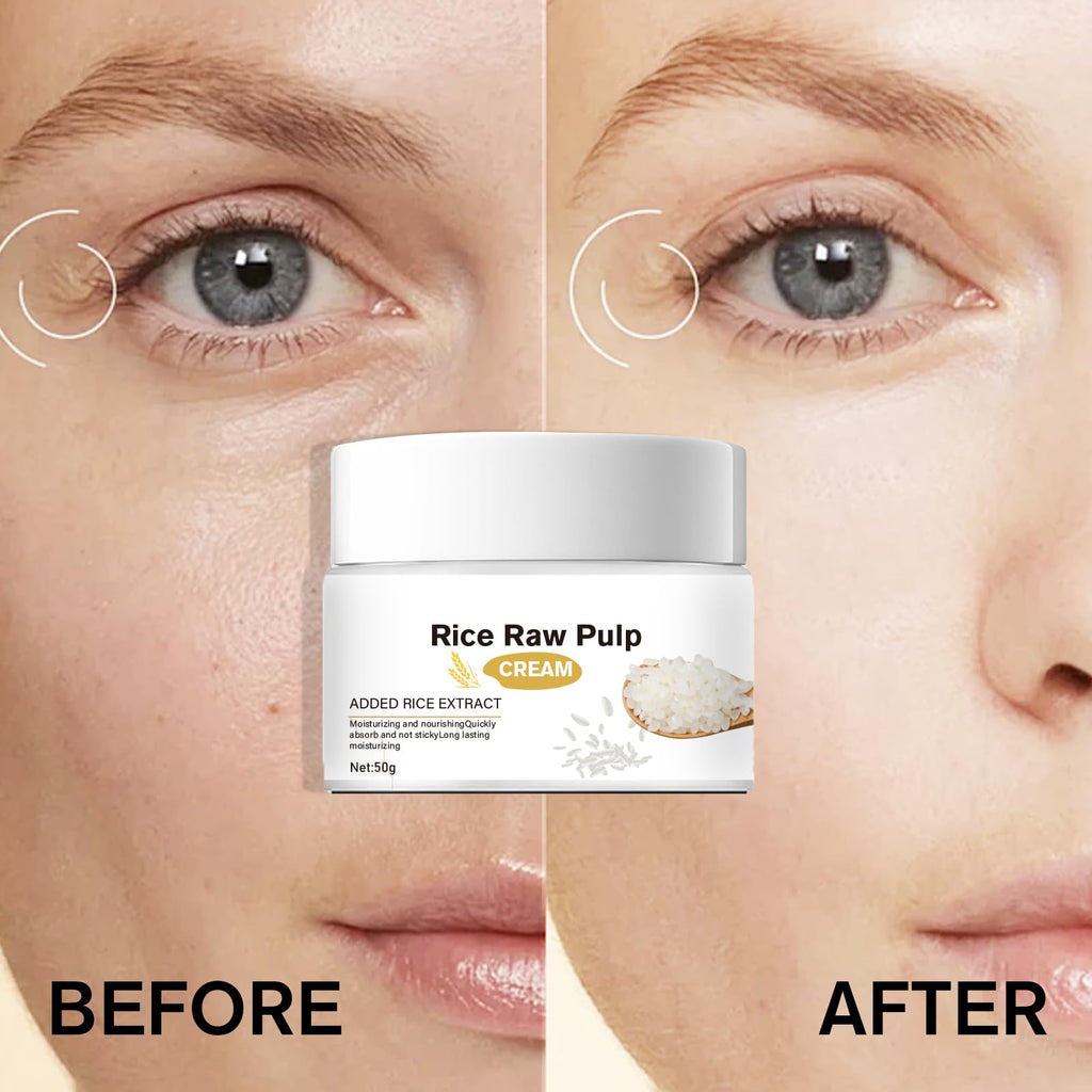 Rice Cream for Face,Rice Raw Pulp Face Cream for Moisturizing Skin,Lightweight & Non-Oily Skin Care for Dry, Sensitive & Dull Skin, Day &Night Use
