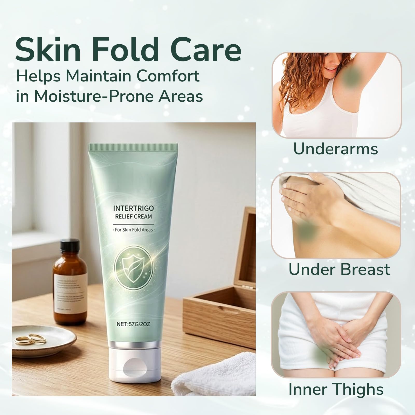 Peksozi 2PCS Intertrigo Cream for Skin Folds & Chafing, Fast-Drying Non-Greasy Formula for Daily Use, Supports Skin Comfort, Reduce Moisture & Friction