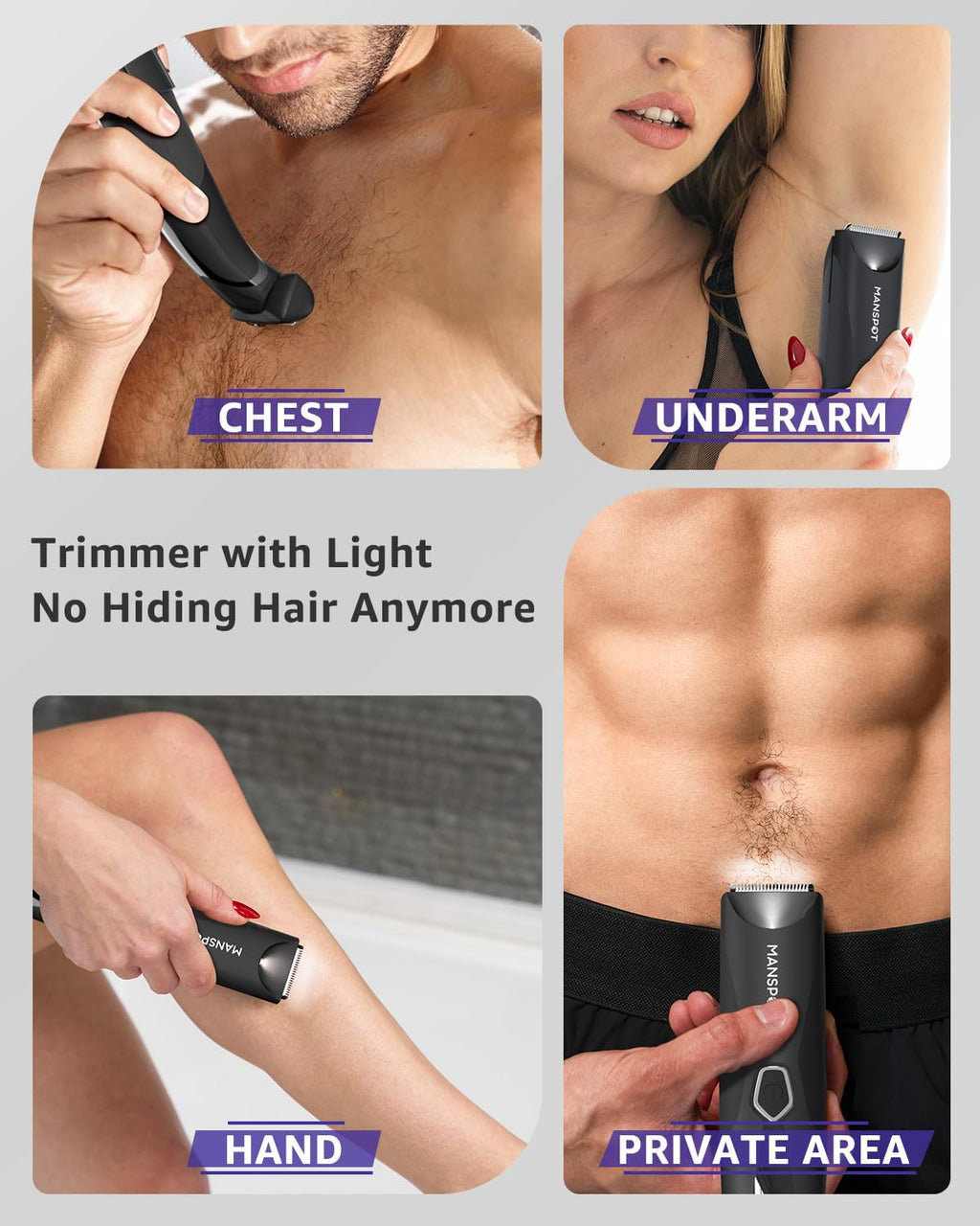MANSPOT Manscape Body Trimmer for Men, Dual Head Foil Blades Ball & Groin Hair Trimmer, Waterproof Foil Shaver - Mens Grooming Tool for 90 Minutes Shaving per Charge