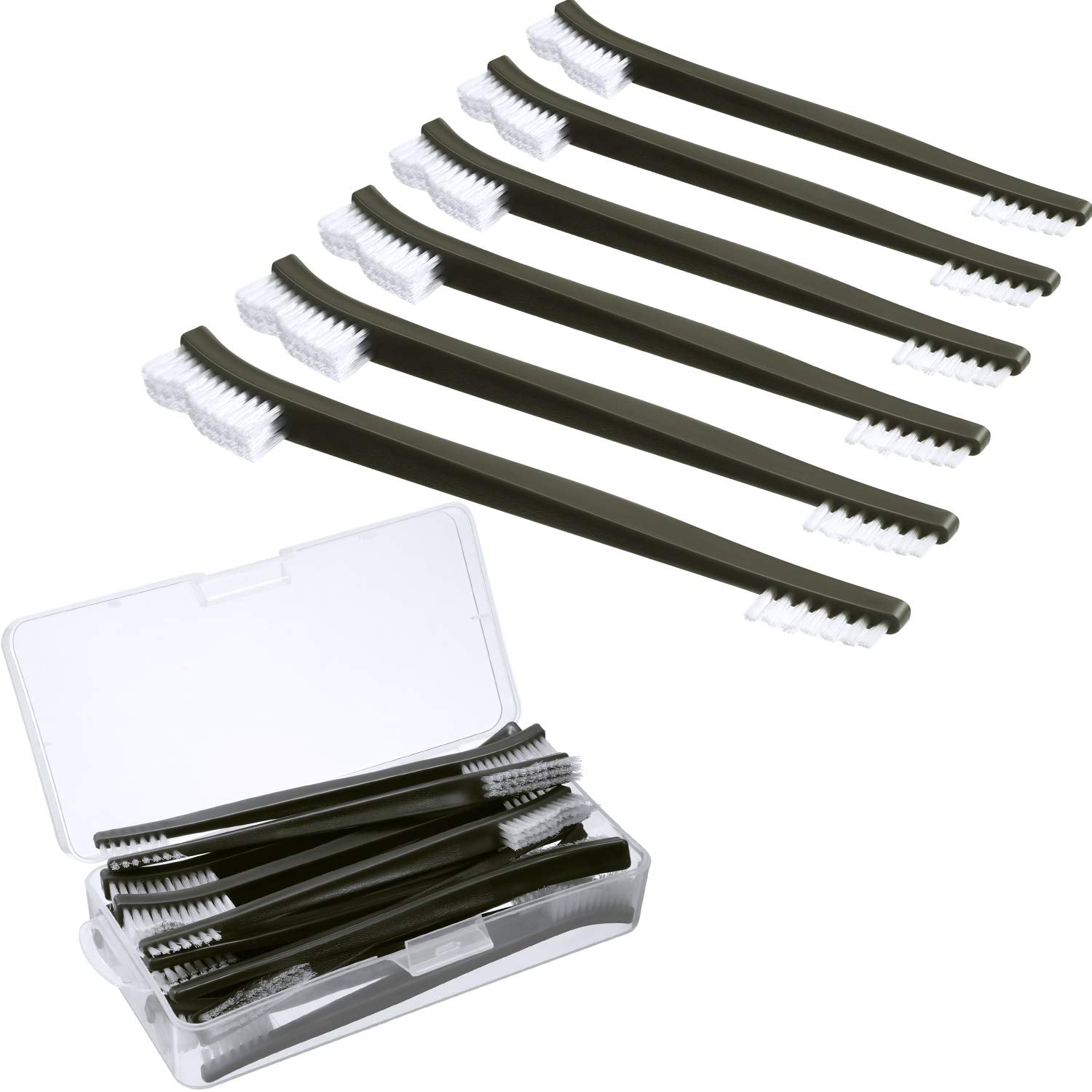 Boao 20 Packs Double-Ended Gun Cleaning Brushes 7 Inch Nylon All Purpose Cleaning Brush with Plastic Handle (White)