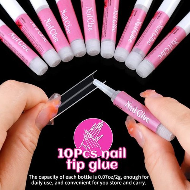 HNYYZL Extra Long Square ABS False Nail Tips, 240Pcs Kit with C Curve, Nail Glue, File for Salon Home DIY
