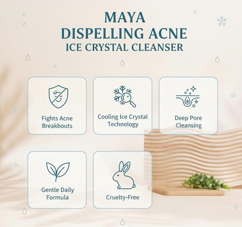 MAYA Ice Crystal Salicylic Acid Cleanser – 2% BHA Acne Face Wash with Green Tea and Bamboo, Exfoliating Ice Scrub, Removes Dead Skin & Clears Pores – 120 g