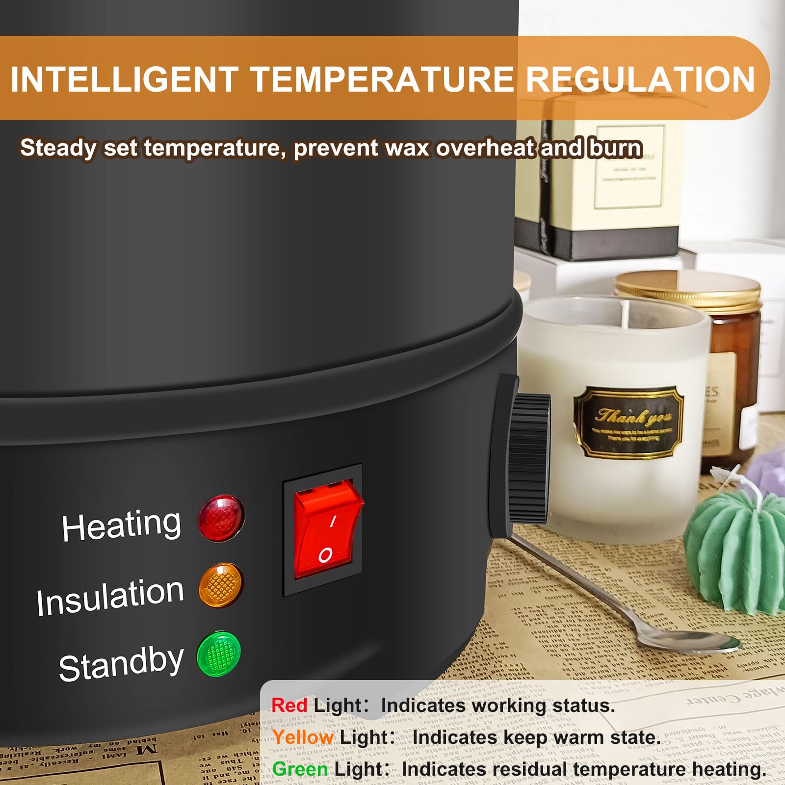 Leerie 20Lbs Commercial Wax Melter for Candle Making, L10 Extra Large Electric Wax Melting Pot Kit for Candle Making Business with Heating Core Brass Spout & Temp Control & Heat Resistant Handle