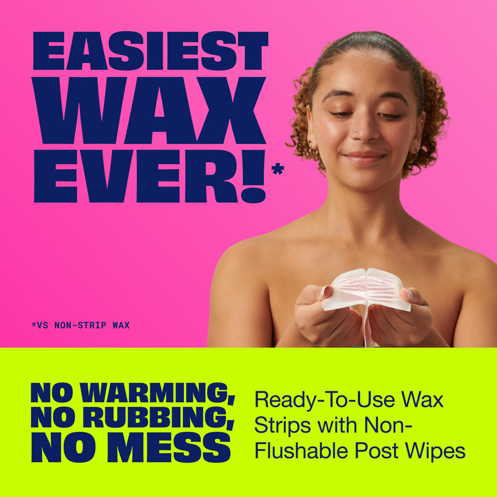 Nair Hair Remover Wax Ready Strips for Legs & Body, No Mess Waxing Kit for Hair Removal, 6-pack Wax Strips, 40ct Each Wax Kit