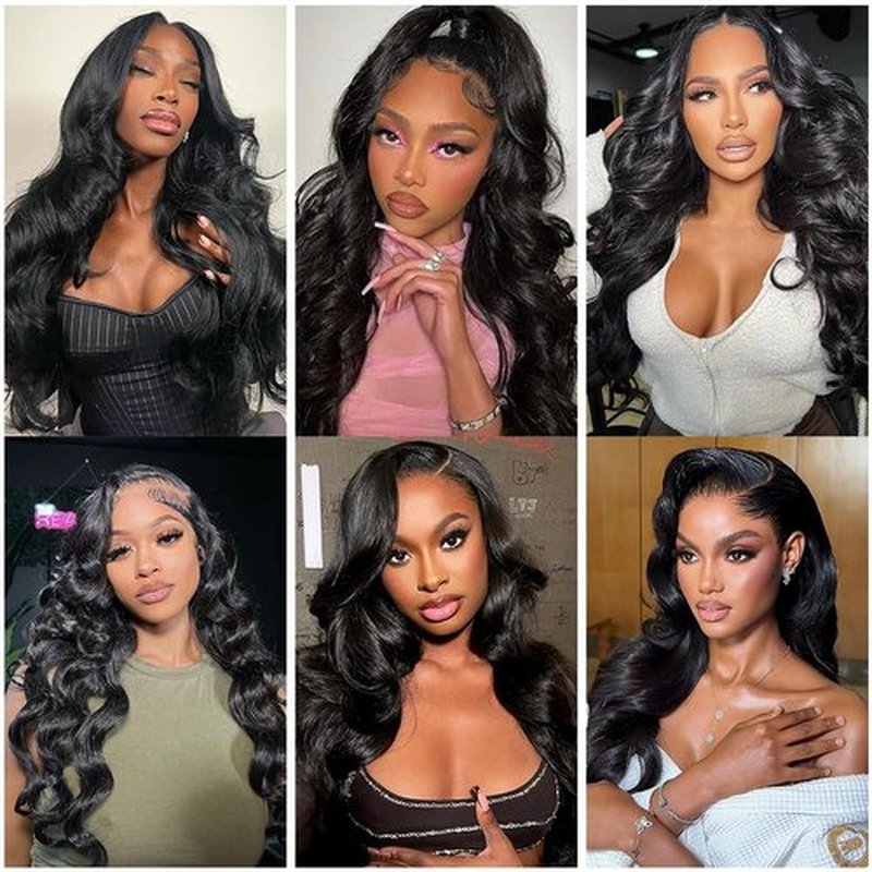 Human Hair Bundles #1B Body Wave Bundles 16 18 20 Inch Brazilian Virgin Hair Natural Black Body Wave 3 Bundle Hair Extensions 50 Gram Per Bundle
