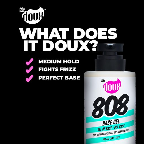 The Doux 808 Base Curl Defining Gel for Natural Hair – Medium Hold Styling Gel with Honey, Aloe & Marshmallow Root – Anti-Frizz Curl Enhancer for Wash and Go, Twist-Outs, TWA & All Curl Types