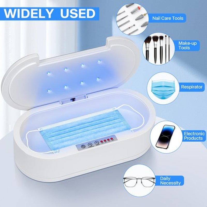 Shmian Nail Tool Sterilizer Box– 3-in-1 Portable Cleaner for Phones, Jewelry, Manicure Tools, Compact Design for Travel, Home, and Salon Use