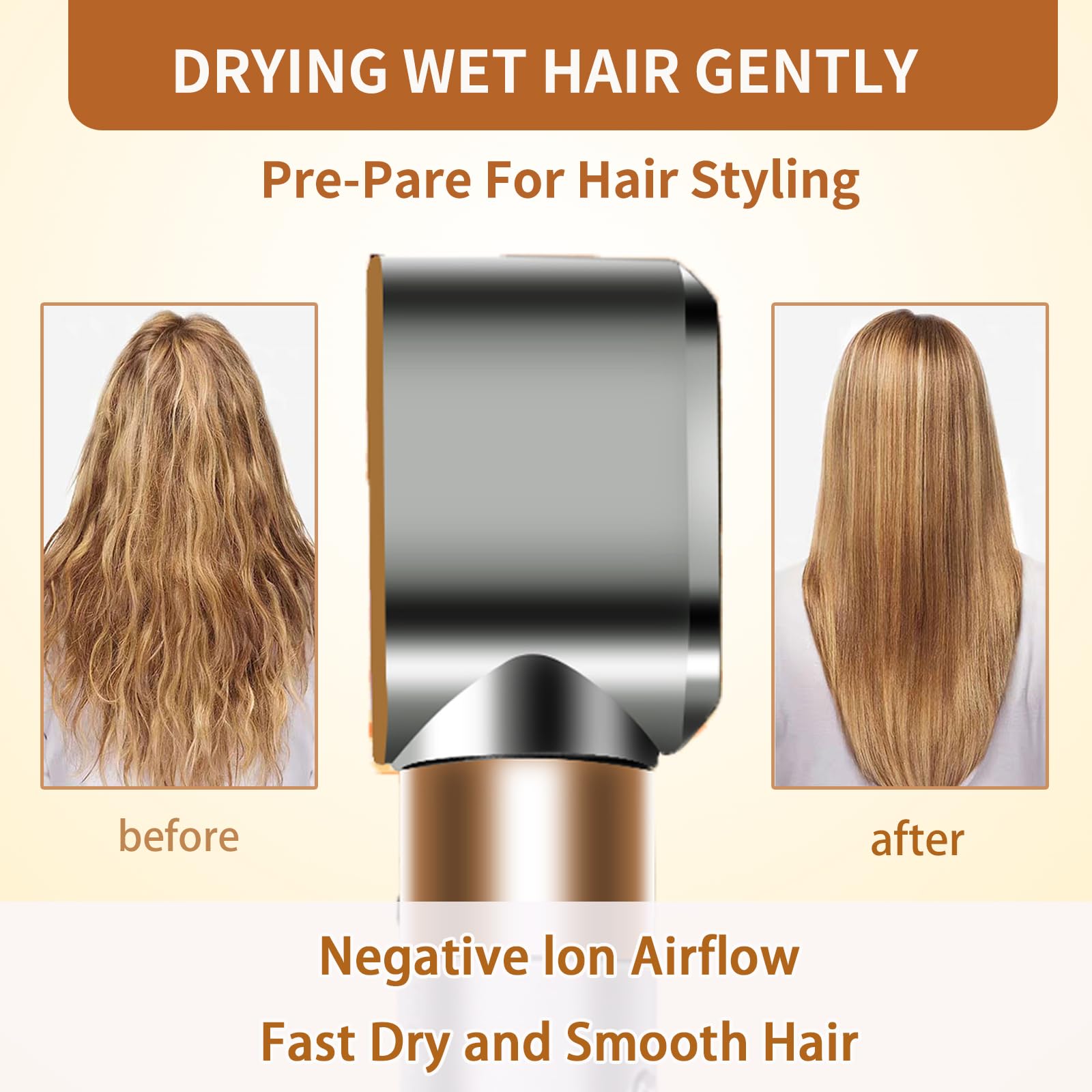 Pre-Styling Dryer Attachment for Dyson Airwrap, Nozzle Replacement Curling Barrels Hair Styler Accessories, Part No. 969759-01, Nickel/Copper